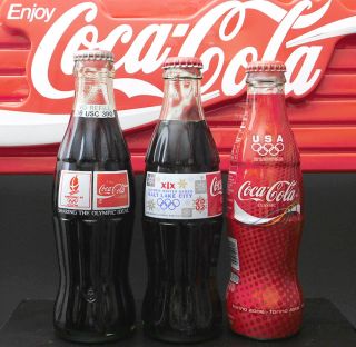 Coca - Cola 3 City Set - Winter Olympics 8 Oz.  Commemorative Bottles
