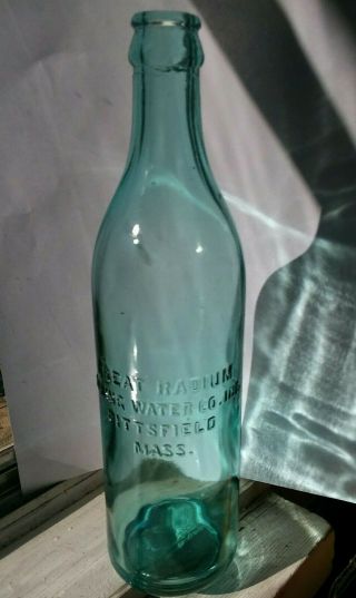 Vibrant Blue Great Radium Springs Water Co.  Bottle Pittsfield,  Mass.