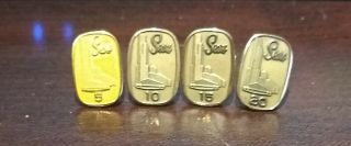 Vintage Gold Filled Sears Service Tie Tack Pin Set 5,  10,  15,  And 20 Year.