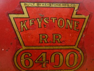 Vintage Keystone RR 6400 Pressed Steel 1930 ' s Ride On Train Locomotive Engine 3