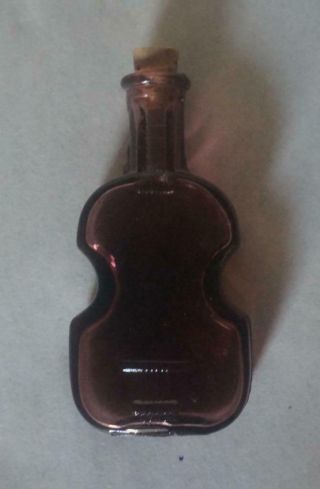 Vtg Miniature Guitar Amethyst Glass Bottle 3 "