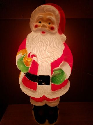 Vintage Empire 31 " Lighted Santa Claus With Candy Cane Blow Mold Christmas Decor