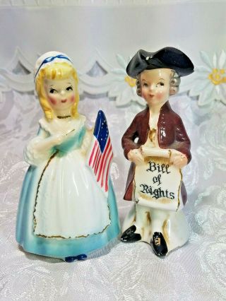 Vintage Enesco Betsy Ross Bill Of Rights Salt And Pepper Shakers