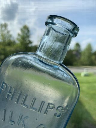 Antique Phillips Milk Of Magnesia Blue Medicine Apothecary Drug Cork Top Bottle 3