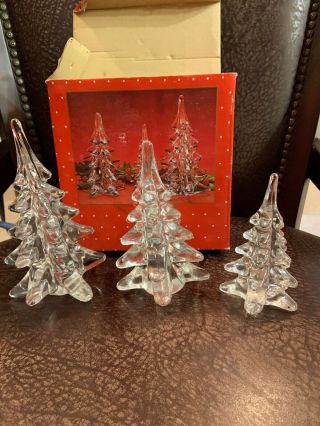 Vintage Set Of 3 Solid Crystal Christmas Trees “all The Trimmings Macy’s”