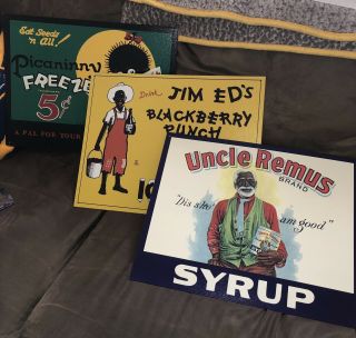 3 Tin Metal Signs Uncle Remus Brand Syrup Jim Ed 