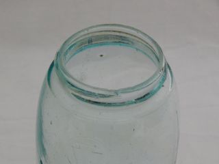 KEYSTONE MASON Canning Jar Circa 1869 - 1871 AQUA with Milk Glass lined Zinc Lid 3