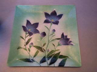 Pax416 Japanese Ginbari Enamel Over Copper Square Plate,  Unsigned - Midcentury