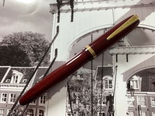 Vintage Restored Danish 1930s Big Ben No.  35 Burgundy Gfm Ountain Pen