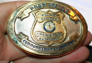 Va Port Police Officer Brass Belt Buckle Denison Manufacturing 2001