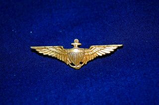 Small Wwii Sweetheart Us.  Navy Pilot Wings,  Sterling