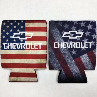 4 Chevy Chevrolet Fan Beer Can Cooler Coozie Koozie Usa Flag Gift Qty 4