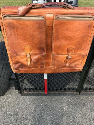 $1500 Vintage Hartmann Belting Leather Luggage Hanging Garment Bag Good Cond