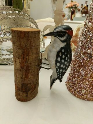 Vintage Harris Ilsley Hand Carved Wood Bird Woodpecker