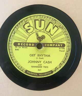 Johnny Cash I Walk The Line & Get Rhythm 56 ' SUN Label 78 RPM Memphis Rockabilly 3