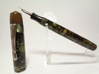 Vintage 1940´s Columbus 304 Marbled Fountain Pen Flexible 14ct M Nib Fresh Servi