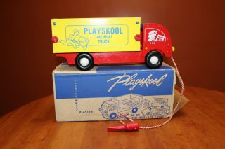 Vintage Playskool No.  473 Take Apart Truck Wooden Toy Box 1950s Minty