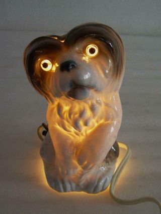 Lovely Art Deco Porcelain Perfume Lamp Begging Yorkshire Terrier Dog