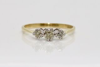 A Fine Vintage Art Deco Style 18ct Gold 0.  50ct Diamond Three Stone Ring 14646