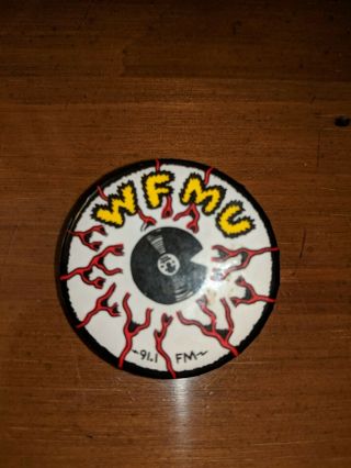 Wfmu 91.  1 Jersey Promotional Pinback Button Vinyl Record 1 1/2 "