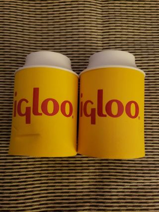 2 Vintage Igloo Koozie Promo Cooler Beer Soda Foam