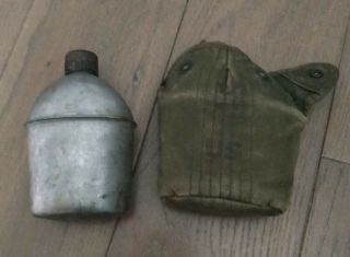 Us Military Issue Ww2 1944 World War Ii Metal Canteen Voll Ra Comes With Cover