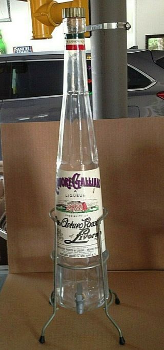 Vintage Liquore Galliano Gallon Decanter Bottle W/ Spigot,  Tap And Stand