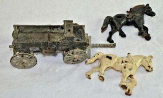 Arcade Mccormick Deering Cast Iron 1920s - 30s Horse Drawn Wagon W Removable Bed