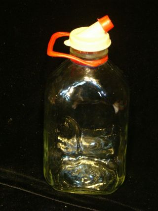 Vintage Glass Milk Bottle With Handle Cap 1/2 Gall Jugs Lid Dispenser