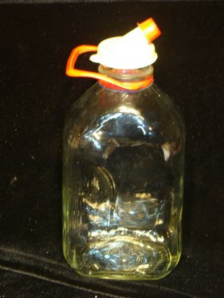 Vintage Glass Milk Bottle with Handle Cap 1/2 gall Jugs Lid Dispenser 2