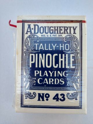 A Dougherty Tally - Ho Pinochle No.  43 Circle Back Playing Cards W/tax Stamp