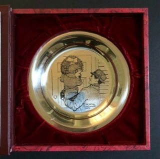 Norman Rockwell | 1974 Solid Sterling Silver Hanging Wreath 5th Christmas Plate