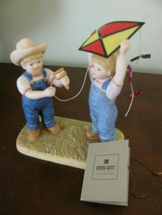 Denim Days Figurine Let ' s Fly a Kite Home Interiors and Gifts 15000 - 05 w/tag 2