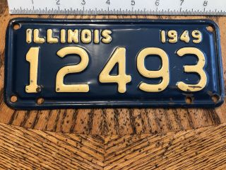 Quality 1949 A,  Illinois Motorcycle License Plate Vintage Motor Cycle