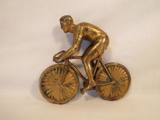 Vintage Bill Honeman Brass Bicyclist Highly Detailed Trophy Topper 2