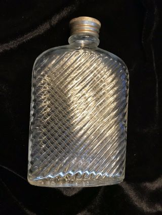Vintage Universal 1927 Whiskey Or Hip Flask Pressed Swirl Glass - 8oz Size