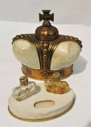 2 Vintage Prince Matchabelli Miniature Bottles In 4 " Crown Presentation Box