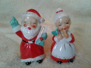 Vintage Mr And Mrs Santa Claus Salt And Pepper Shakers Japan