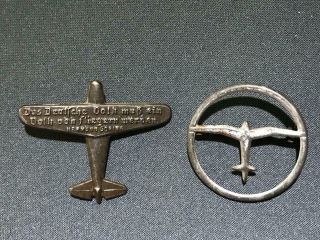2x Interesting German Wwii Periode Metal Tinnies " Luftwaffe Civil Tinnies "