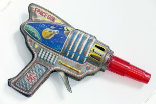 Takatoku Aoki Nomura Horikawa Sparking Raygun Tin Robot Japan Vintage Space Toy