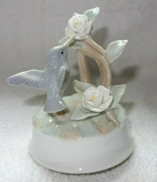 Vintage Otagiri Porcelain Music Box Hummingbird Love Is A Many Splendored Thing