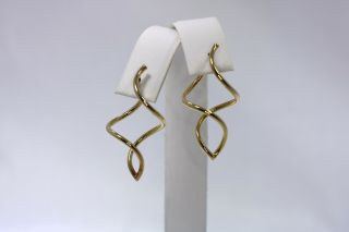 Vintage 14k Yellow Polished Gold Swirl Dangle Drop Earrings