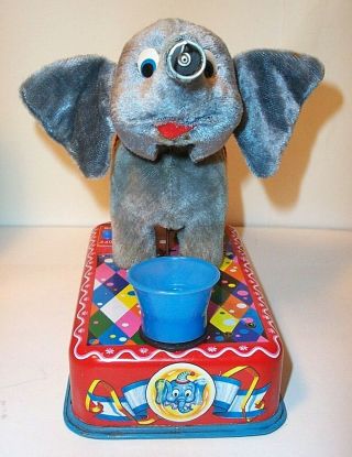 1950 ' s BATTERY OPERATED JUMBO THE BUBBLE BLOWING ELEPHANT TIN LITHO TOY 2