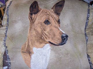 Tapestry Woven Red & White Basenji Head Study 54 " X54 " Throw100 Cotton Made Inusa