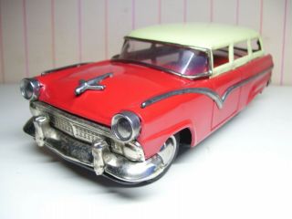 8” Japan Tin Friction 1955 Ford Station Wagon Exc,