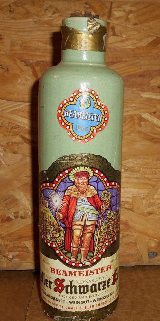 " Vtg Beameister Stoneware Bottle German Lite Moselle Wine Imptd.  James B Beam