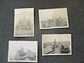 Four Ww2 Candid Photos: U.  S.  Soldiers.  Anti Aircraft Guns