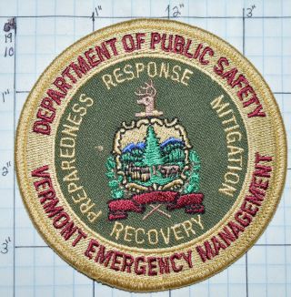 Vermont Emergency Management Dept Of Public Safety Patch