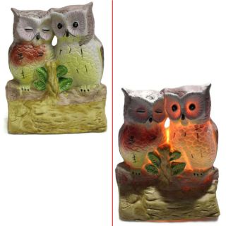 Owls | Vintage Tv Lamp Or Night Light | Electric Plug In |