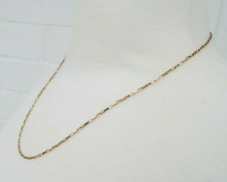 VINTAGE SOLID 9ct GOLD 20 INCH LONG BOX SQUARE LINK NECKLACE,  CHAIN - 3.  3g 2